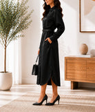 Ladies New Feeling Black Shirtdress - StylePhase SA