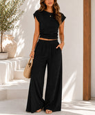 Ladies New Feeling Black Textured Two Piece Set - StylePhase SA