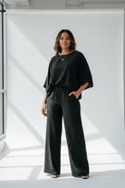 Ladies New Feeling Black Textured Two Piece Set - StylePhase SA