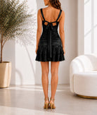 Ladies New Feeling Black Tie Back Ruffel Dress - StylePhase SA
