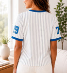 Ladies New Feeling Blue Baseball Sweater - StylePhase SA