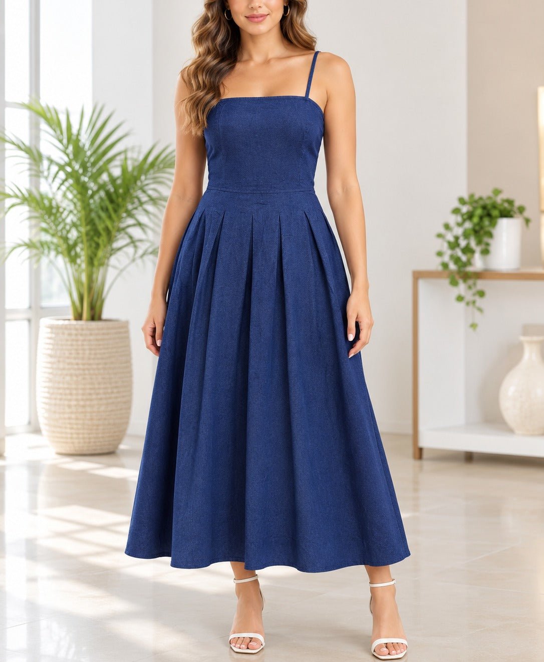 Ladies New Feeling Blue Denim Strappy Dress - StylePhase SA