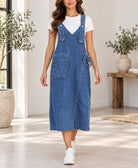 Ladies New Feeling Blue Denim V-Neck Pocket Dress - StylePhase SA