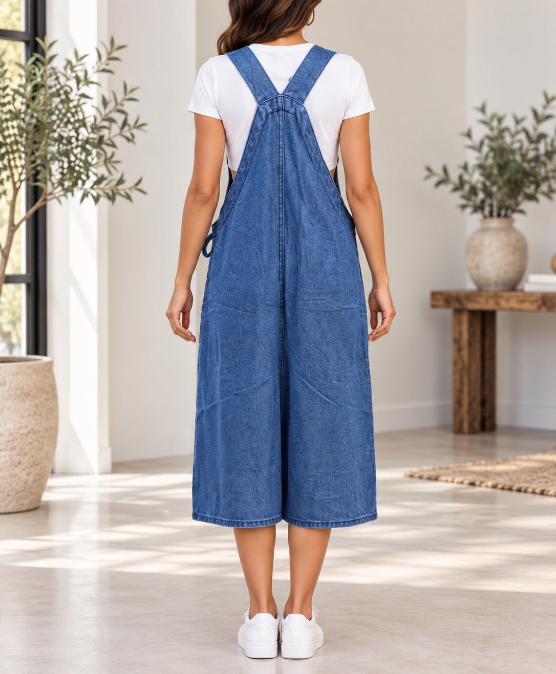 Ladies New Feeling Blue Denim V-Neck Pocket Dress - StylePhase SA
