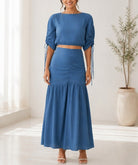 Ladies New Feeling Blue Ruche Two Piece Set - StylePhase SA