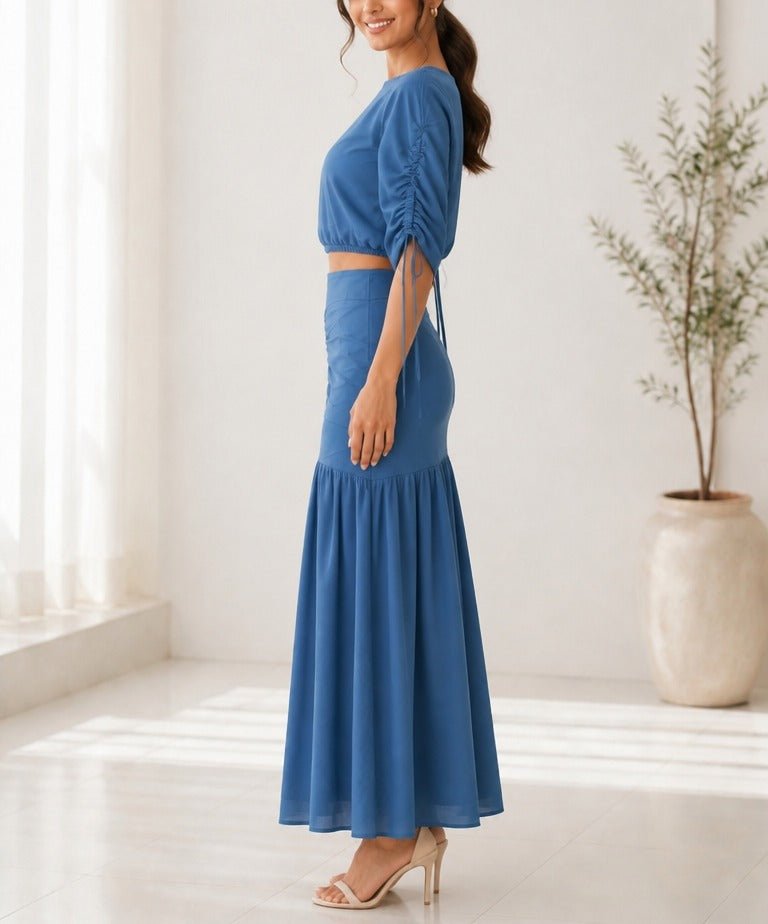 Ladies New Feeling Blue Ruche Two Piece Set - StylePhase SA