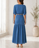 Ladies New Feeling Blue Ruche Two Piece Set - StylePhase SA