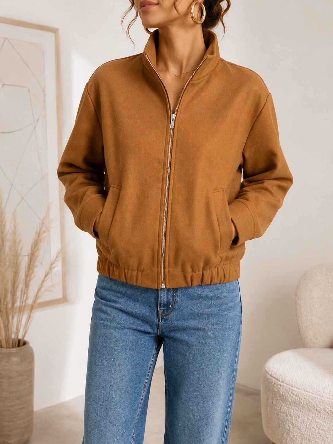 Ladies New Feeling Bomber Jacket -Tan - StylePhase SA