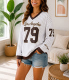 Ladies New Feeling Brown And White Baseball Sweater - StylePhase SA