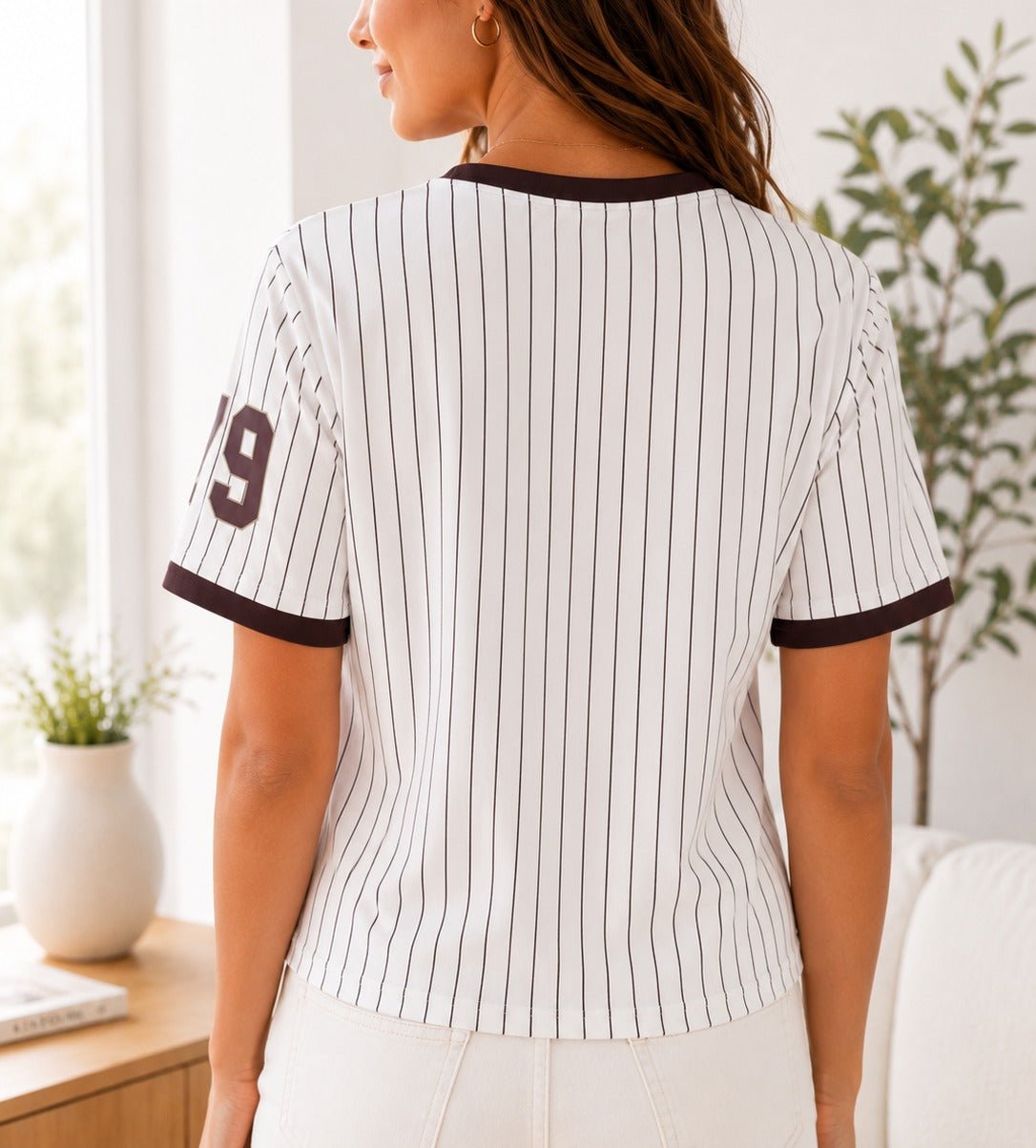 Ladies New Feeling Brown Baseball Sweater - StylePhase SA