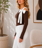 Ladies New Feeling Brown Bow Front Top - StylePhase SA
