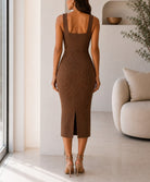 Ladies New Feeling Brown Midi Bodycon Dress - StylePhase SA