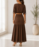 Ladies New Feeling Brown Ruche Two Piece Set - StylePhase SA