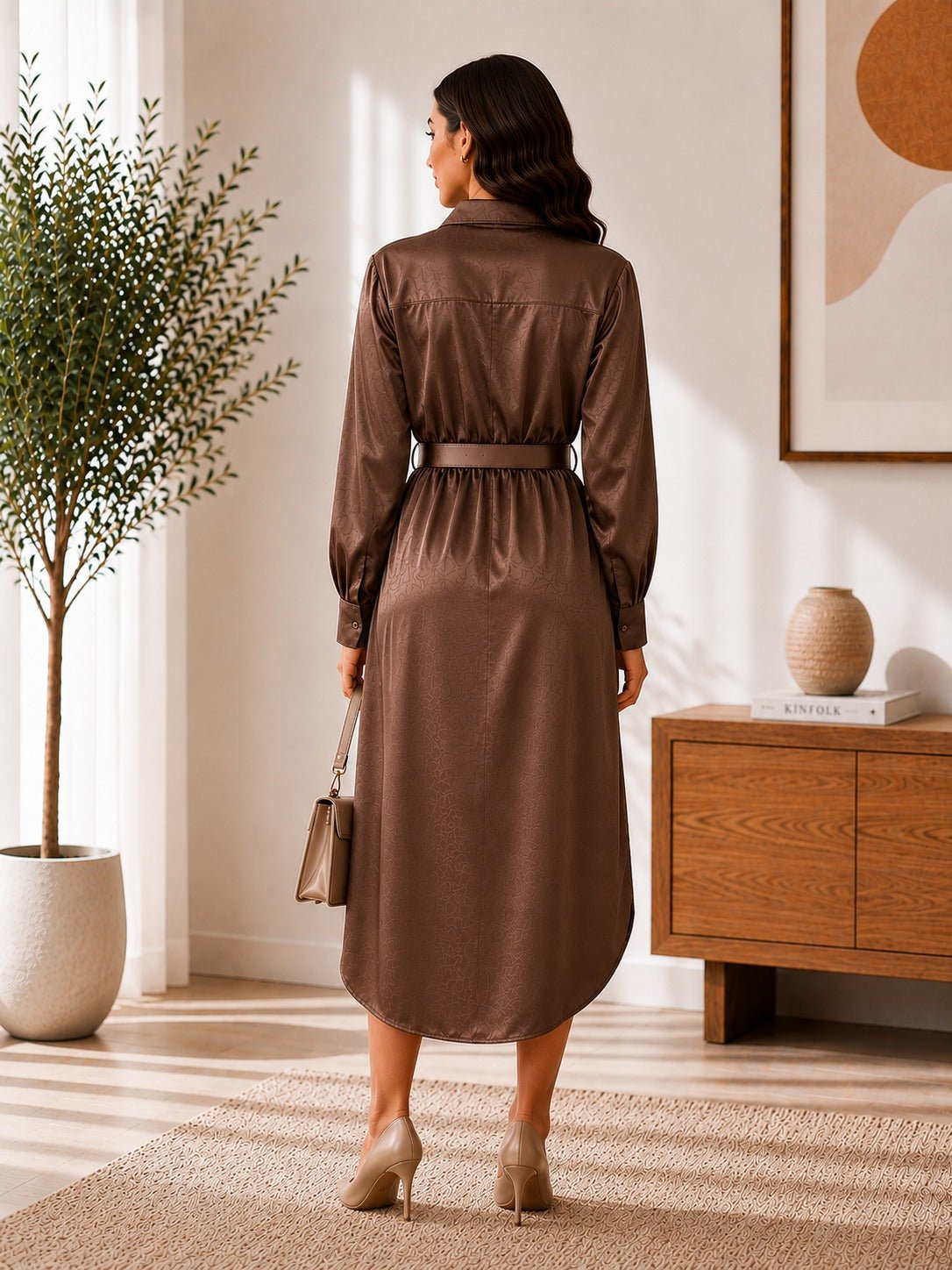 Ladies New Feeling Brown Shirtdress - StylePhase SA