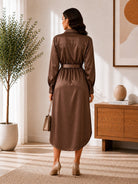 Ladies New Feeling Brown Shirtdress - StylePhase SA