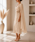 Ladies New Feeling Caramel Rose Cape Sleeve Dress - StylePhase SA