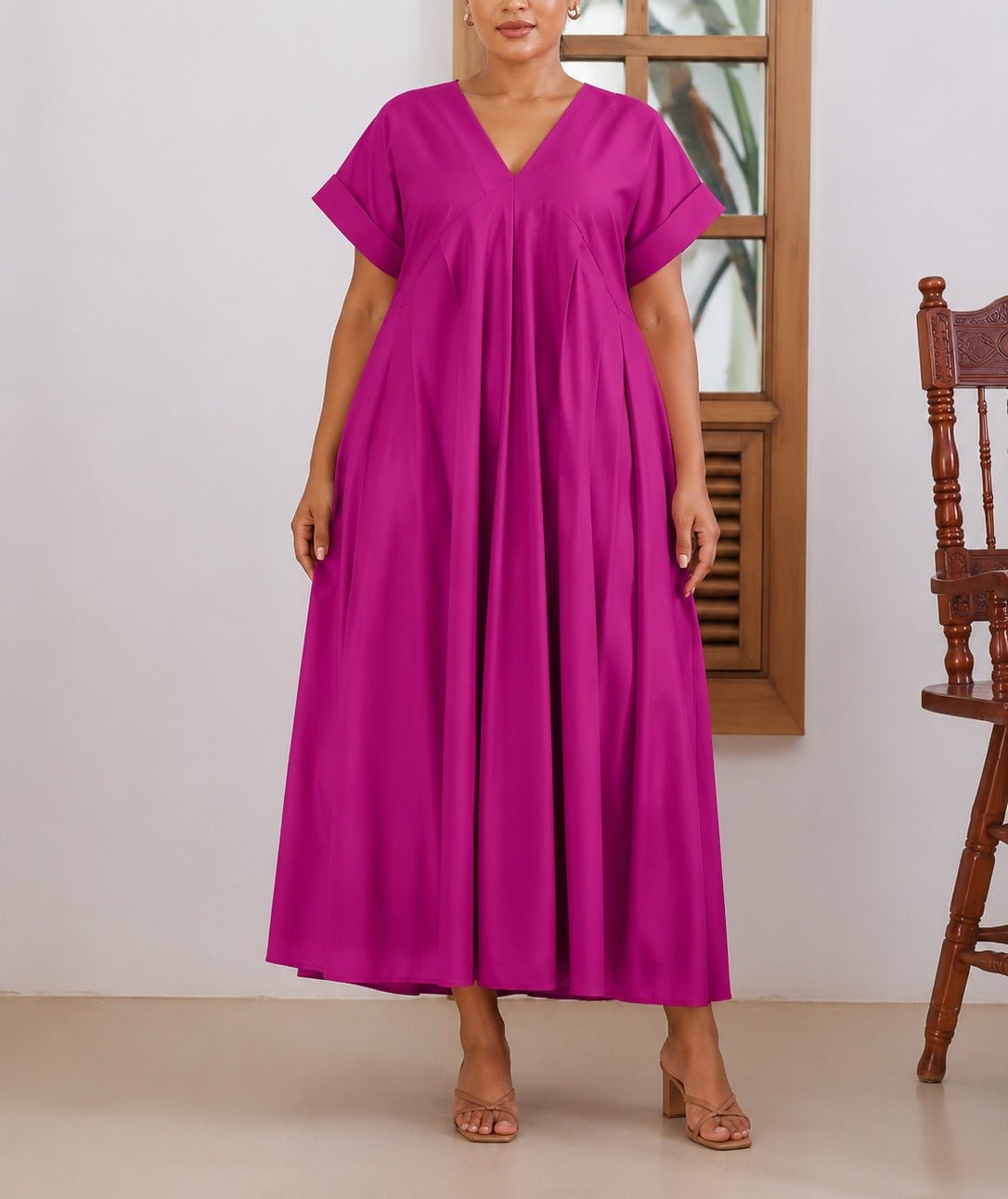 Ladies New feeling Cerise Pleated Dress - StylePhase SA