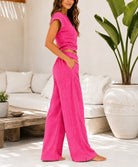 Ladies New Feeling Cerise Textured Two Piece Set - StylePhase SA