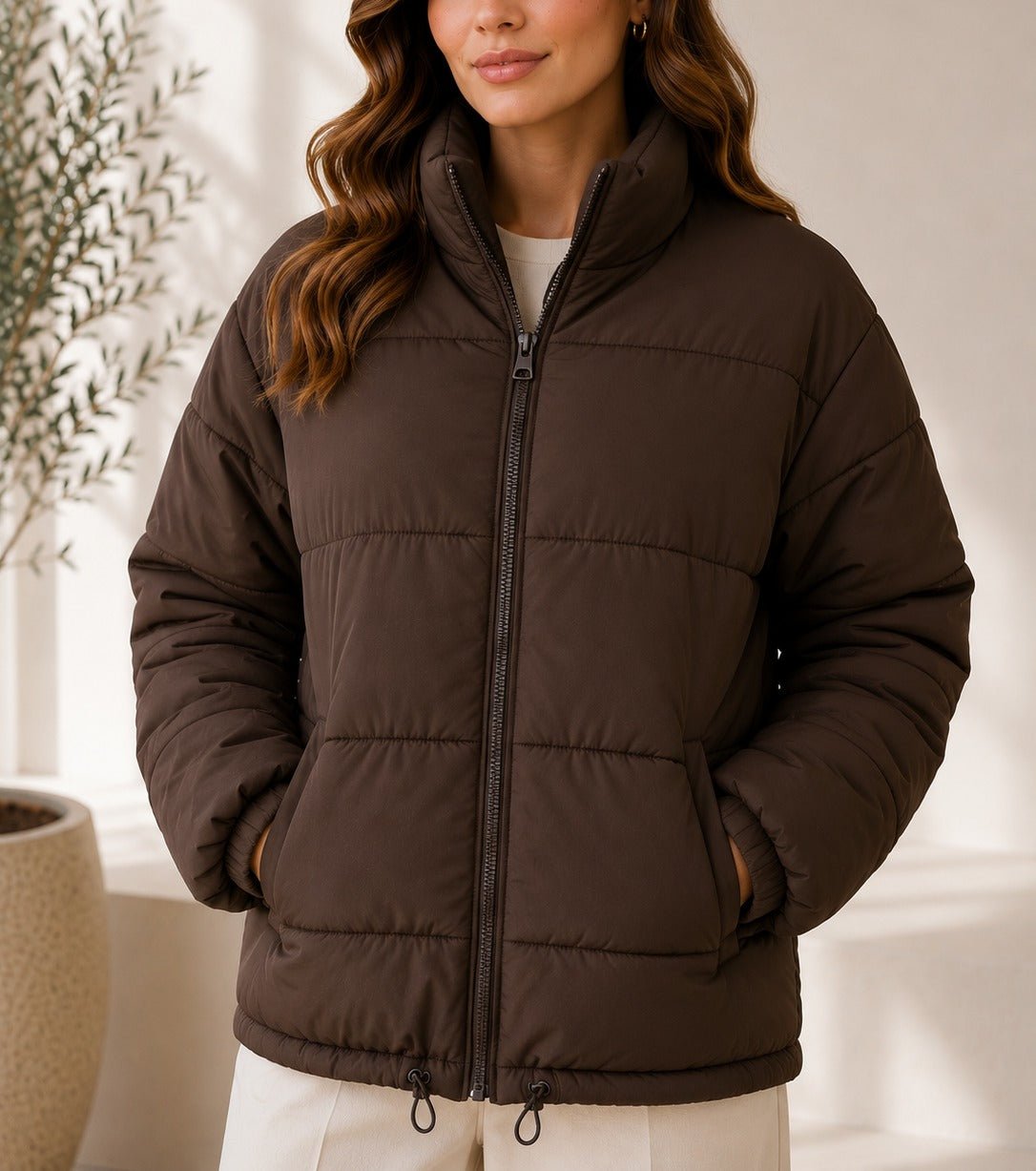 Ladies New Feeling Chocolate Brown Puffer Jacket - StylePhase SA