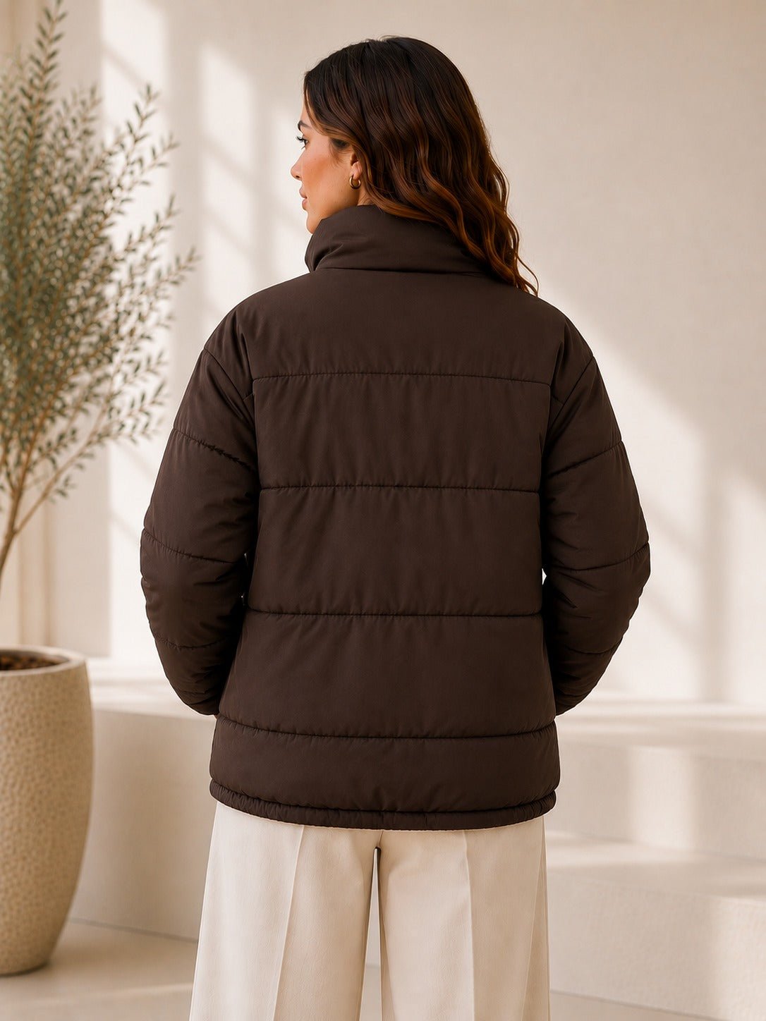Ladies New Feeling Chocolate Brown Puffer Jacket - StylePhase SA