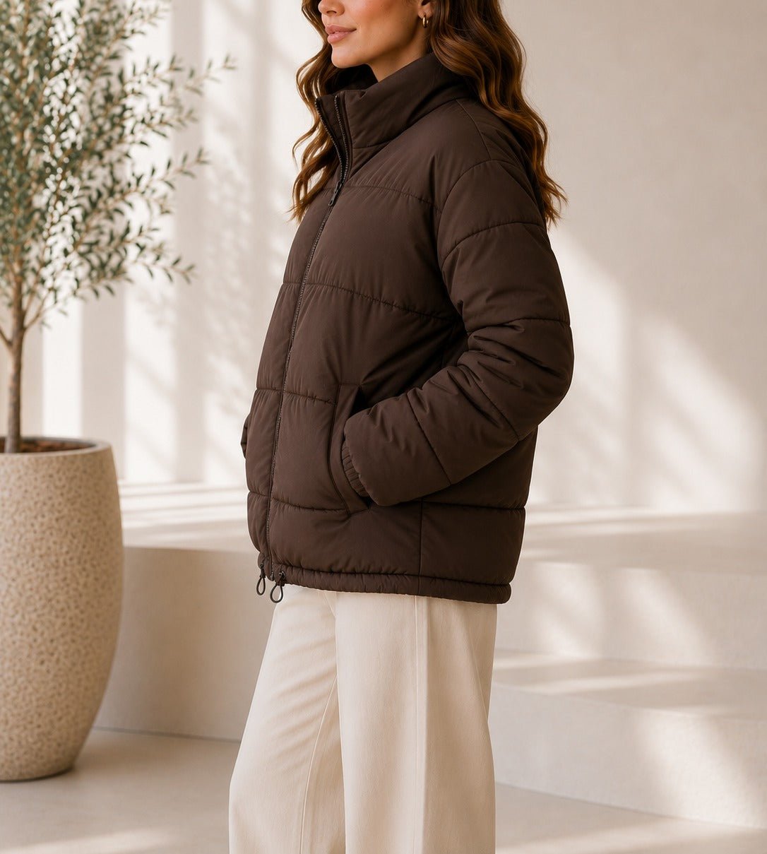 Ladies New Feeling Chocolate Brown Puffer Jacket - StylePhase SA