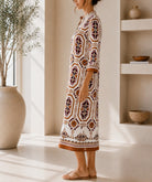 Ladies New Feeling Collar Button Brown Dress - StylePhase SA