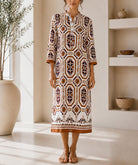 Ladies New Feeling Collar Button Brown Dress - StylePhase SA