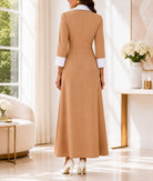 Ladies New Feeling Collar Button Front Dress-Beige - StylePhase SA