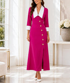 Ladies New Feeling Collar Button Front Dress-Cerise - StylePhase SA
