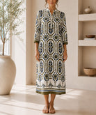 Ladies New Feeling Collar Button Olive Dress - StylePhase SA