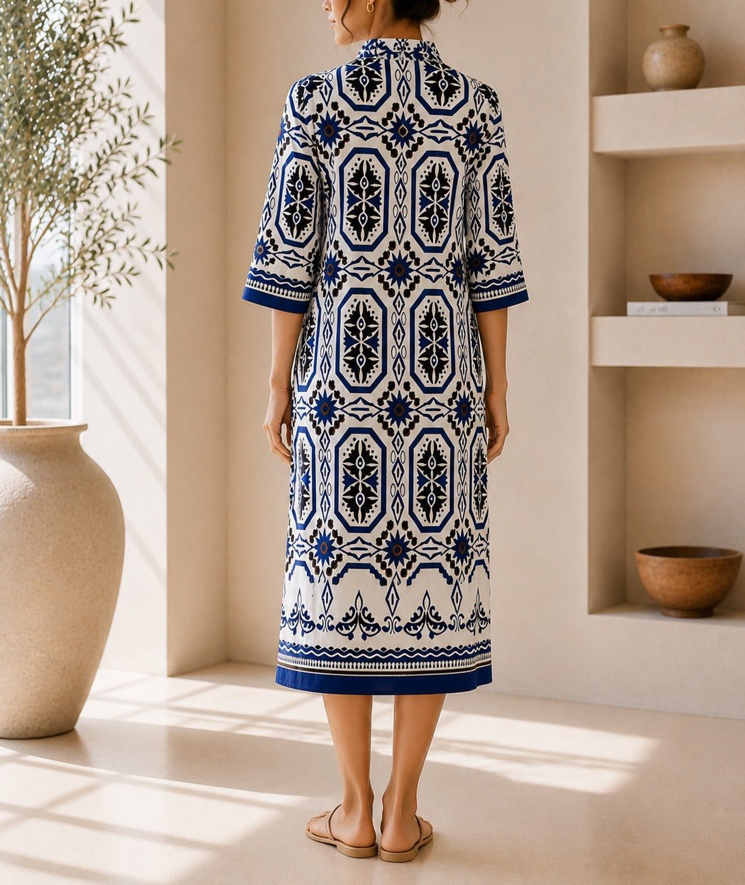 Ladies New Feeling Collar Button Royal Dress - StylePhase SA