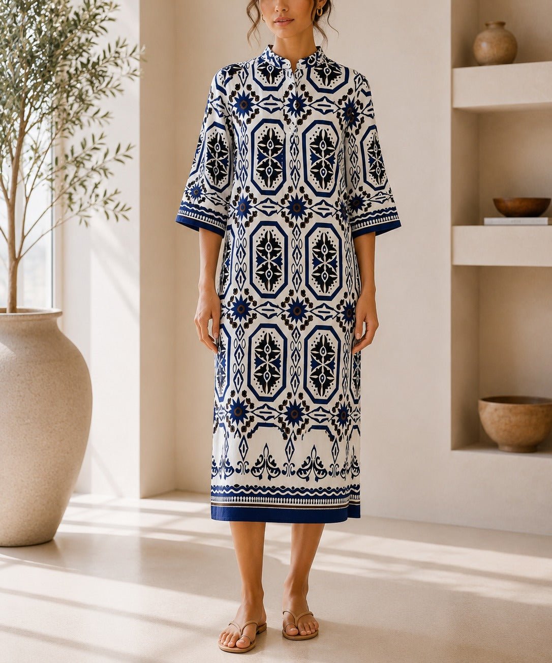 Ladies New Feeling Collar Button Royal Dress - StylePhase SA