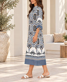 Ladies New Feeling Collar Button Teal Dress - StylePhase SA