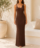 Ladies New Feeling Dark Brown Strappy Bodycon Dress - StylePhase SA