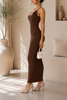 Ladies New Feeling Dark Brown Strappy Bodycon Dress - StylePhase SA