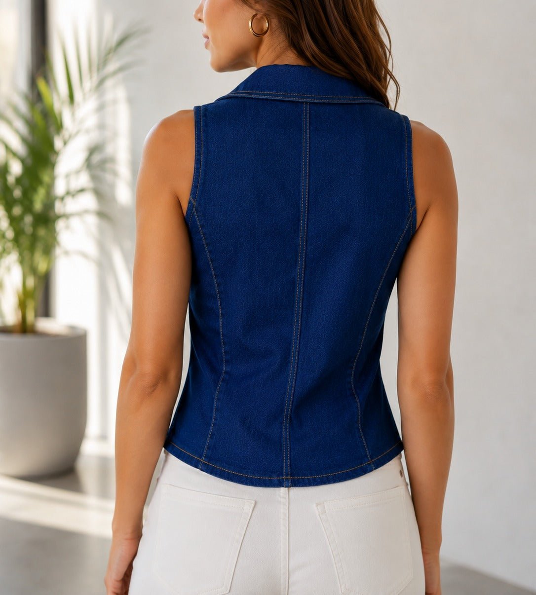 Ladies New Feeling Denim Sleeveless Vest - StylePhase SA
