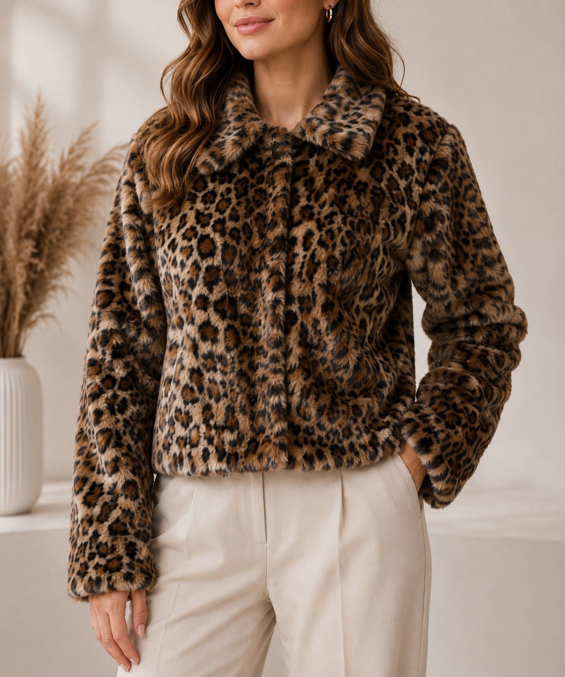 Ladies New Feeling Faux Fur Leopard Print Jacket - StylePhase SA