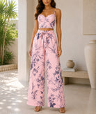 Ladies New Feeling Floral Corset Top And Tie Front Pants-Peach - StylePhase SA