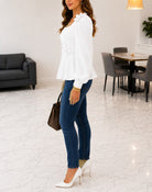 Ladies New Feeling Flower Top - White - StylePhase SA