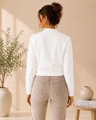 Ladies New Feeling Front Pocket Crop Jacket-White - StylePhase SA