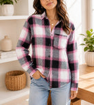 Ladies New Feeling Fur Lined Shacket- Pink And White - StylePhase SA