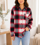Ladies New Feeling Fur Lined Shacket- Red And White - StylePhase SA