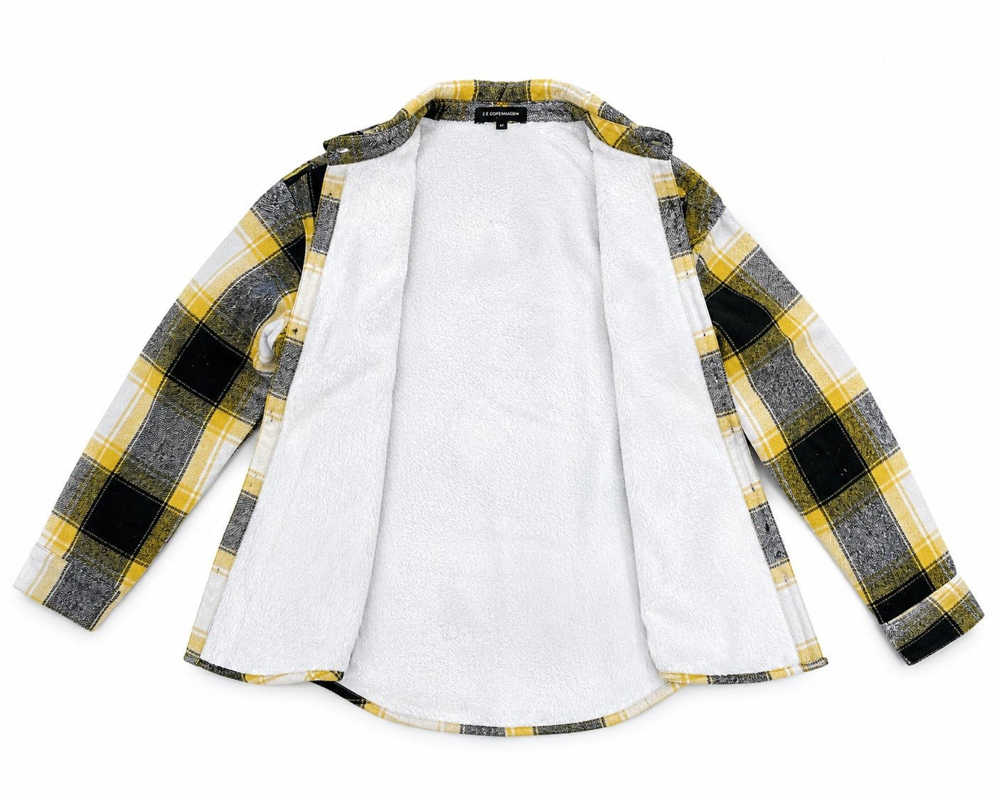 Ladies New Feeling Fur Lined Shacket- Yellow And White - StylePhase SA