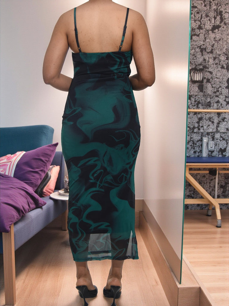 Ladies New Feeling Green Slit Dress - StylePhase SA