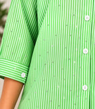 Ladies New Feeling Green Striped Rhinestone Shirt - StylePhase SA