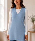 Ladies New Feeling Jersey Sleeveless Cardigan- Baby Blue - StylePhase SA