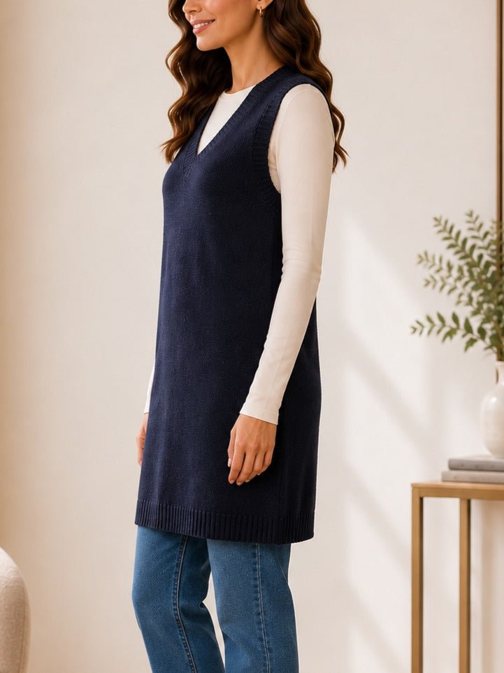 Ladies New Feeling Jersey Sleeveless Cardigan-Black - StylePhase SA
