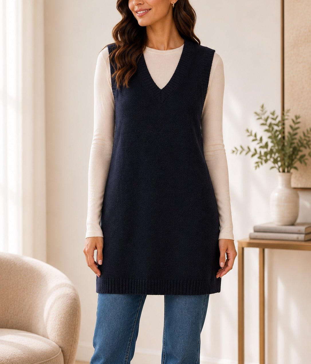 Ladies New Feeling Jersey Sleeveless Cardigan-Black - StylePhase SA