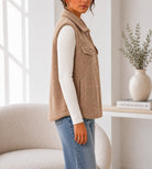 Ladies New Feeling Light Brown Fur Lined Bodywarmer - StylePhase SA
