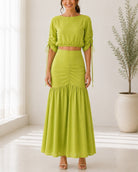 Ladies New Feeling lime Ruche Two Piece Set - StylePhase SA